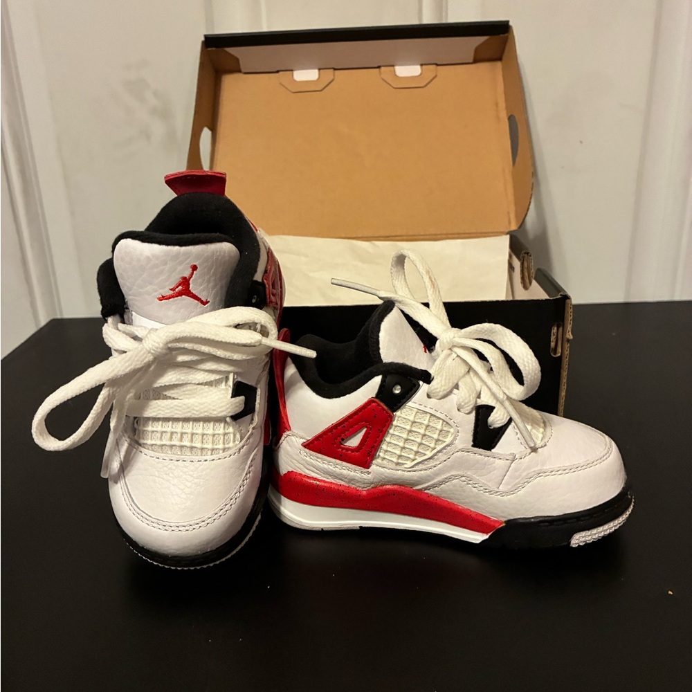 Kids White and Red Athletic Sneakers